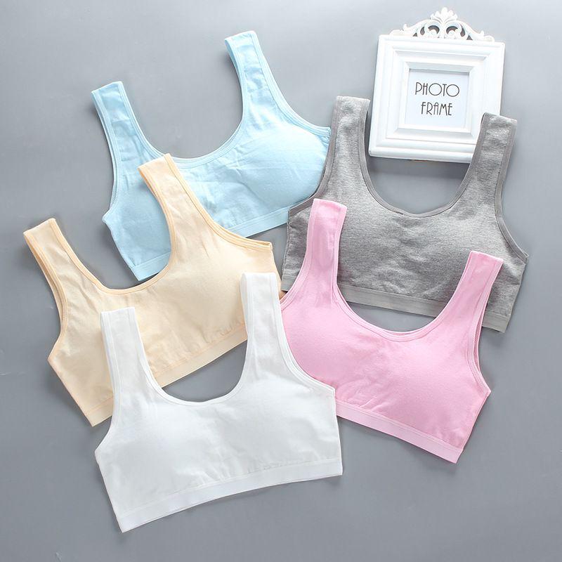 5pc/lot Girl Sports Bra Cotton Kids Underwear Vest Training Bra 8-14Y