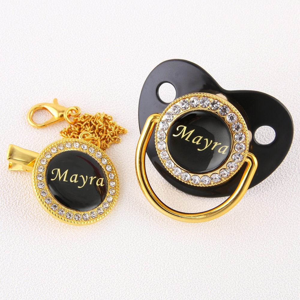 Custom Baby Pacifier Personalized Any Name Photo Bling Bling Pacifier with Chain Clip Baby Birthday Shower Gift Dummy Nipple