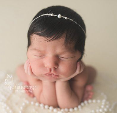 Cute 1PCS Girls Faux Pearl Headband Baby Bow Tie Hemp Headwrap Photo Props Newborn Toddler Infant Headwear Hair Accessories