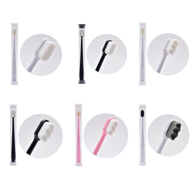 1Pc Nano Ultra-fine Wave Toothbrush Soft Bristle Adult Child With PVC Dental Wh H37A