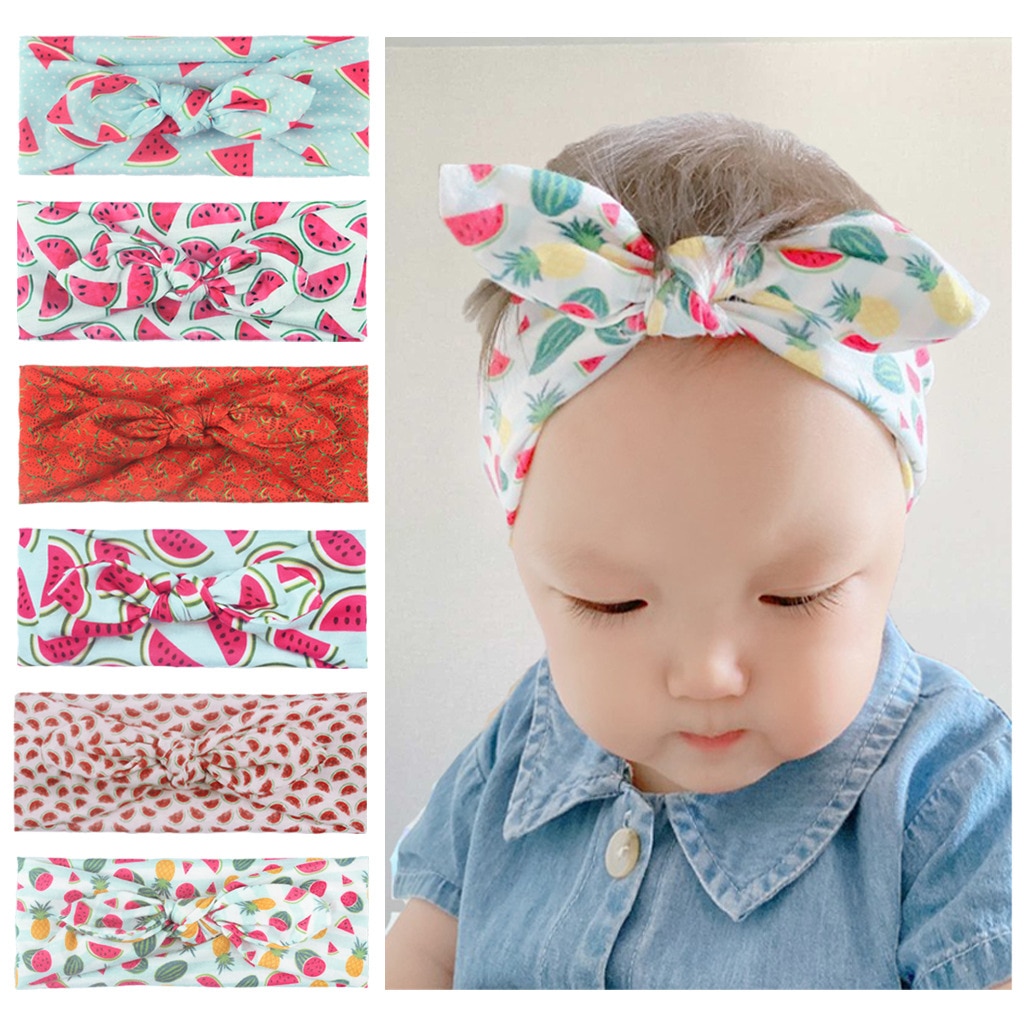 1Pieces Baby Girl Headband Infant Hair Accessories Watermelon Bows Newborn Headwear Rabbit Ear Tiara Headwrap Gift Head Band