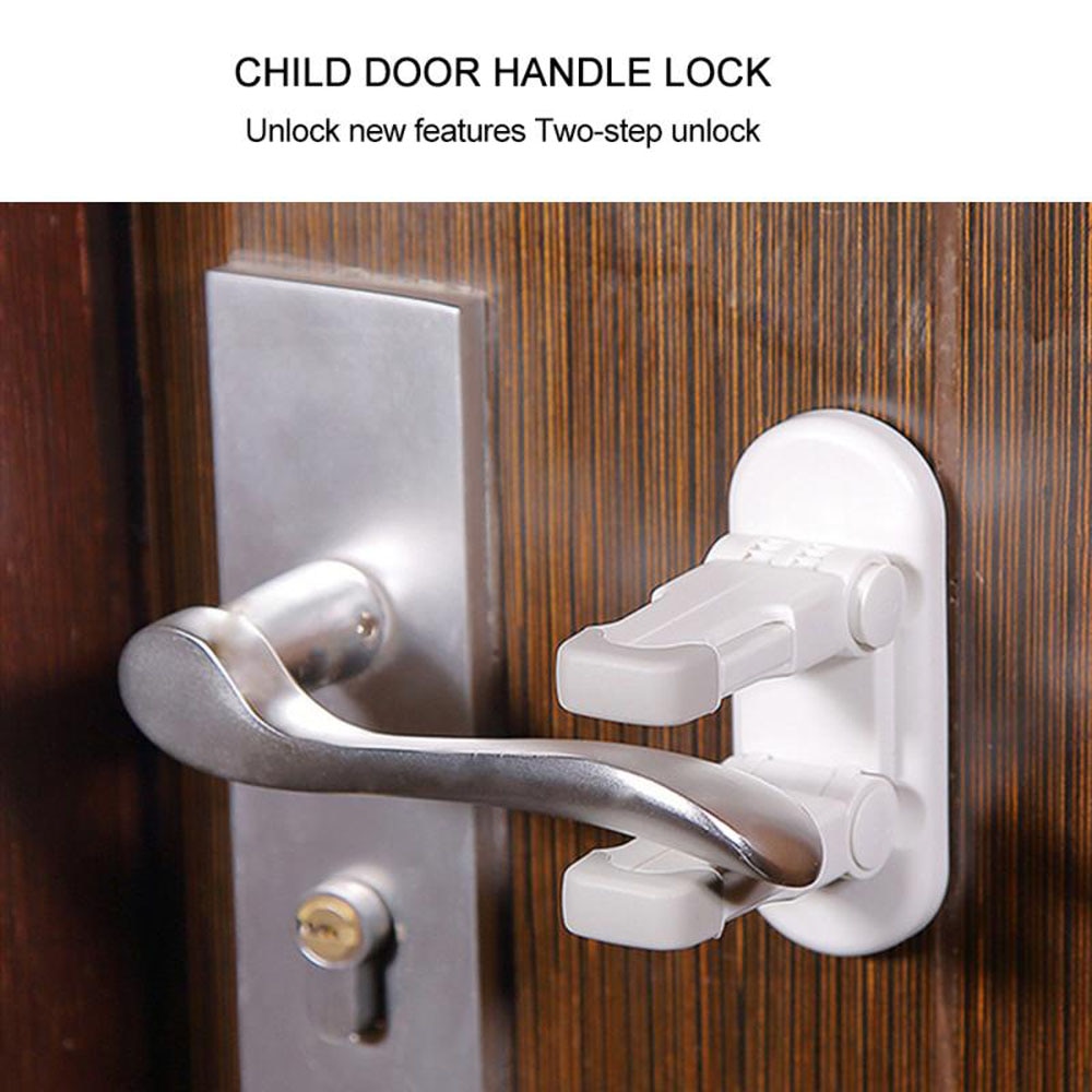 Plastic Kids Safety Door Lever Lock Protection Doors Handles Security Latch Locking Compatible with Standard Door Lever Handles