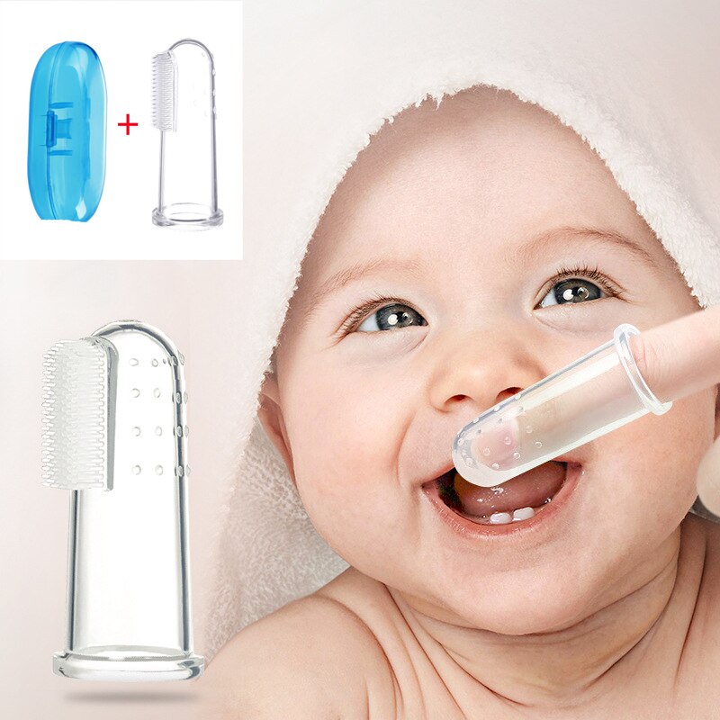 Baby Safe Supplies Soft Silicone Teeth Clear Care Tool Finger Toothbrush + Box and Pacifiers Feeder Nipple