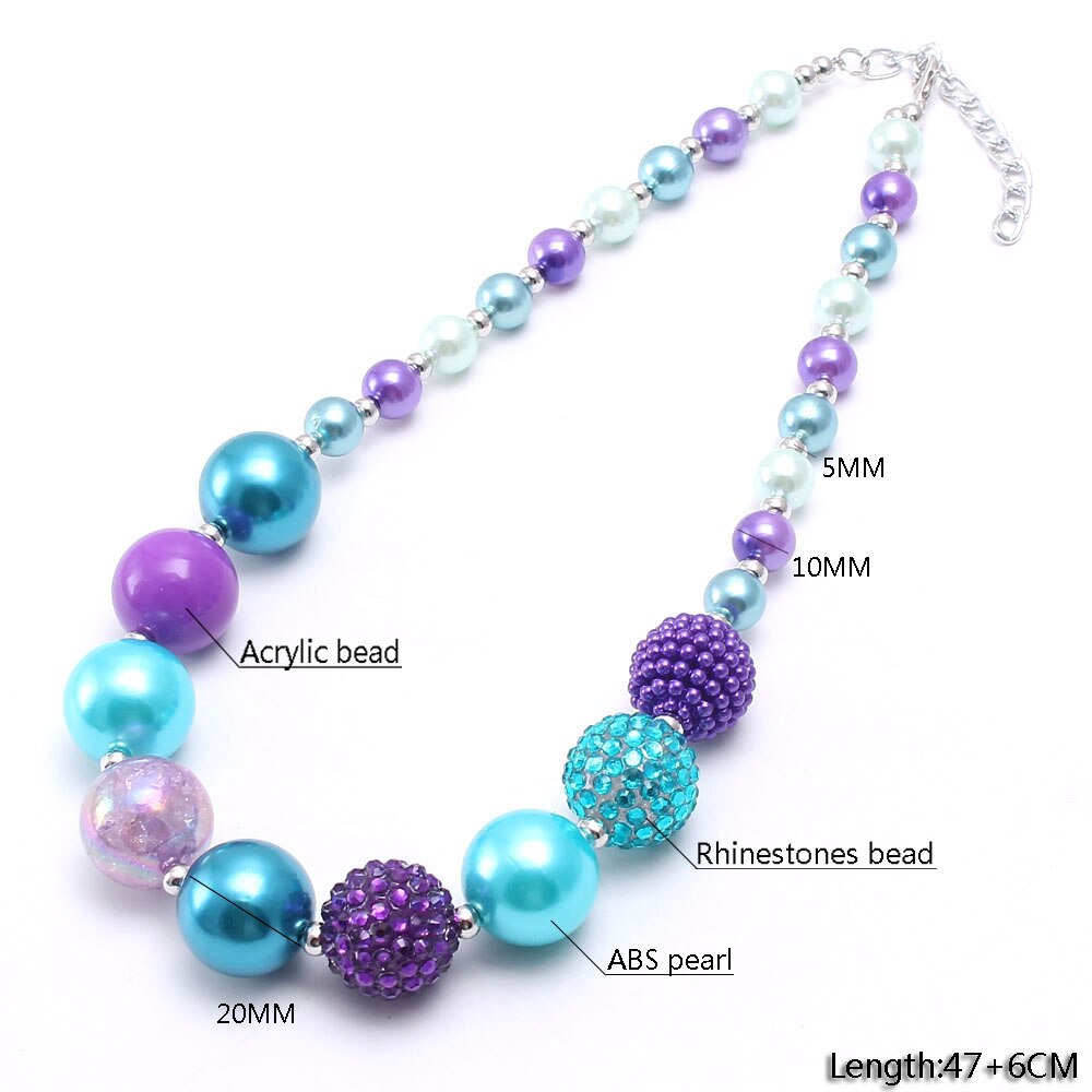 Baby Chunky Bubblegum Beaded Necklace Cartoon Pendant Necklace Jewelry Adjustable Rope Chain Girls Jewelry Birthday Gift 1PC