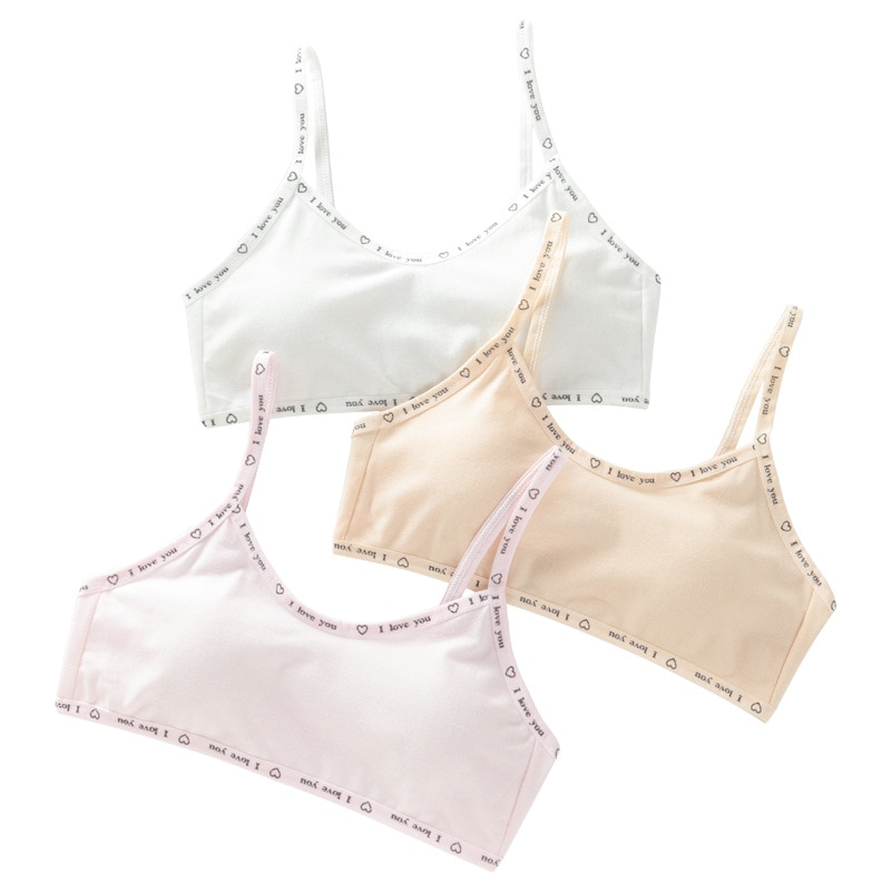 3PCS Young Girls First Training Bra Teenage Sport Puberty Girl Underwear Teen Child Fitness Bra 10-16Y Youth Small Breast Bra