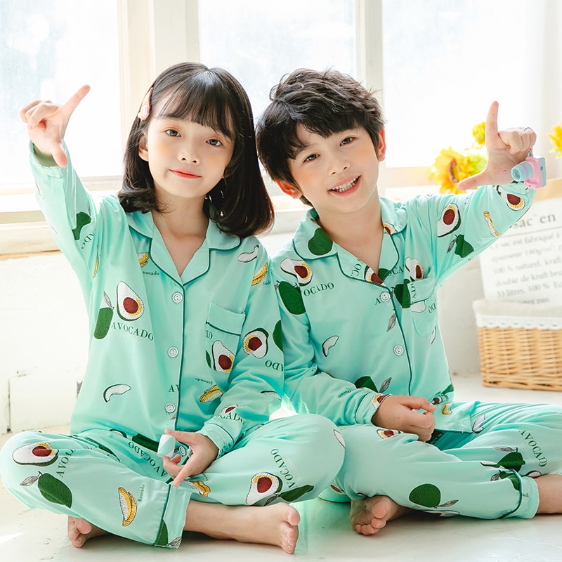 Kids Pajamas 2021 autumn winter Girls Boys Sleepwear Nightwear Baby Clothes Animal Cartoon Pajama Sets Cotton Children's Py