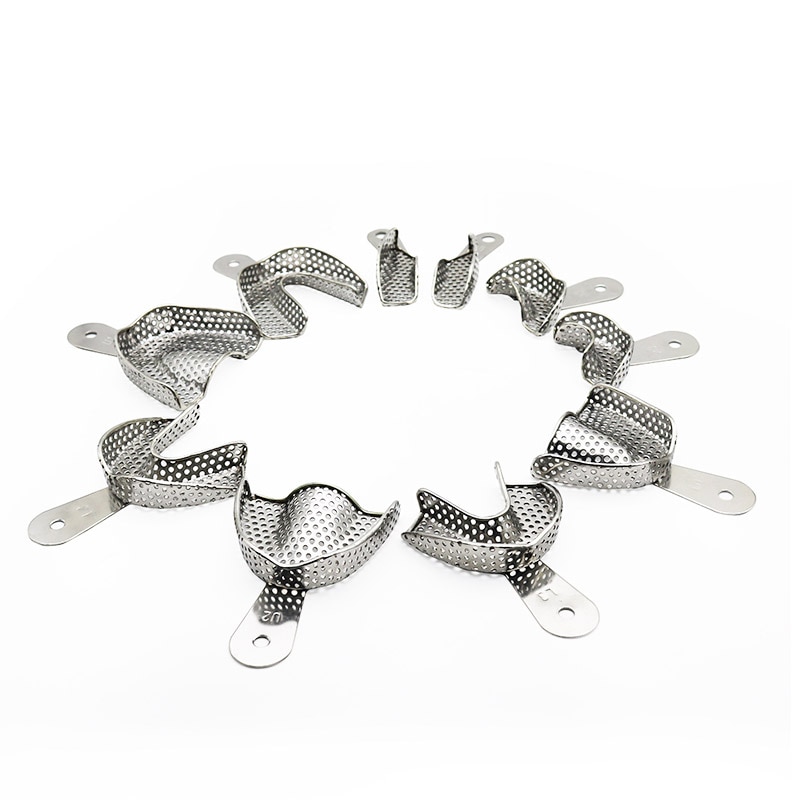 Dental Metal Impression Trays Stainless Steel Impression Tray With Holes Quarter ,Anterior, Small, Medium,Large
