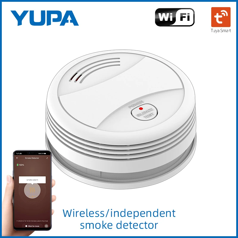 YUPA Tuya WIFI Fire Smoke Detector Security Alarm System For Garden Smoke House Home Office