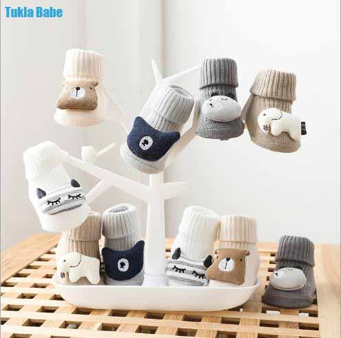 0-3 Y New Children's socks boneless loose mouth baby in-tube socks cartoon accessories baby non-slip floor socks