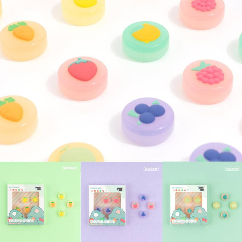 Colorful Fruit Strawberry Lemon Thumb Stick Grip Cap Joystick Cover For Nintendo Switch Lite NS oy-con Controller Case