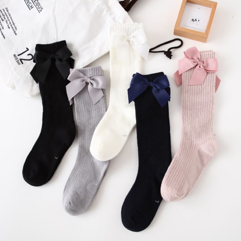 Baby Girl Socks Autumn Knee High Princess Socks for Girl Sweet Cute Long Tube Kids Candy Color Bows Leg Warmer Baby Stuff 1-8T