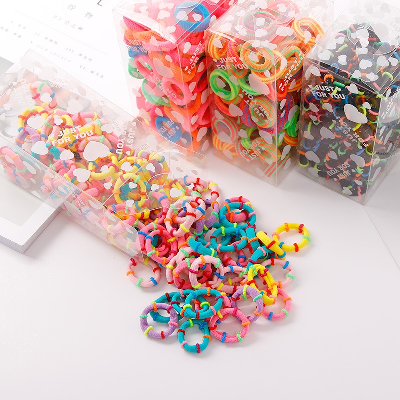 100 pcs/lot Kids Hair Rope Hair Accessories Scrunchy Elastic Hairbands Girls Decorations Headbands Rubber Band Gum for Hair Ties