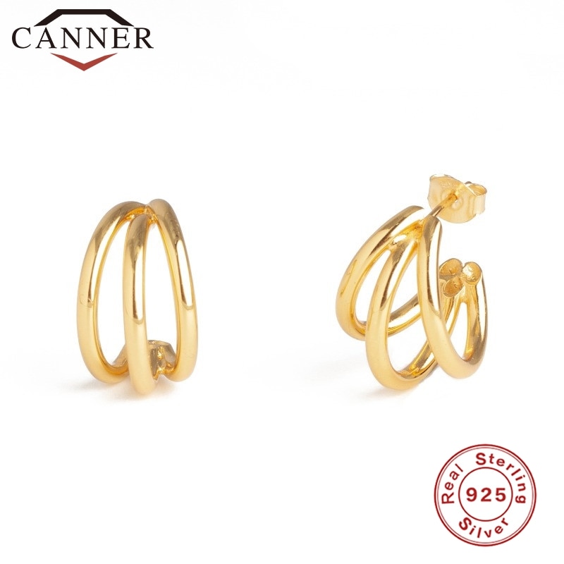 CANNER Real 925 Sterling Silver Stud Earrings Piercing Earings for Women European & American Luxury Fine Jewelry pendientes