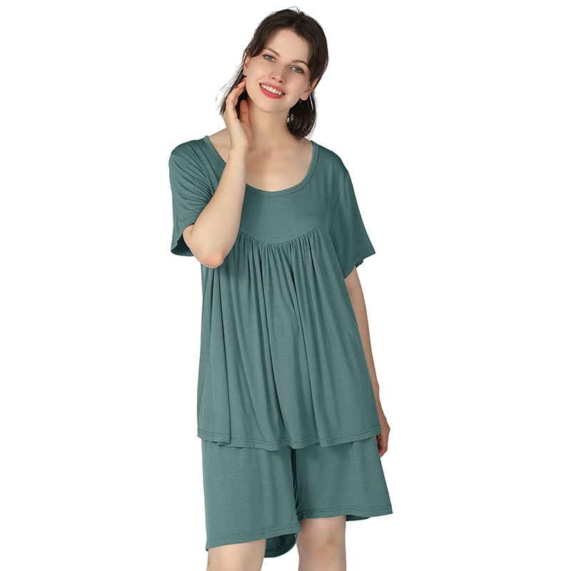 PLUS SIZE 5XL 6XL 7XL Women Pajamas Set Nightwear Casual Loose Elastic Cotton 2pcs Sleepwear Summer Sleep Set Home Clothes