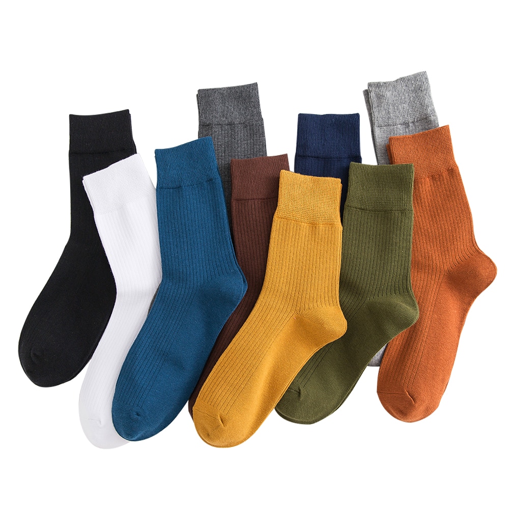 Hot Sale New Autumn Winter Men's Warm Socks For Man Colorful High Quality Double Needle Casual Sports Cotton Socks 5 Pairs
