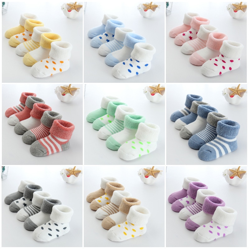 5 Pairs/lot 0 to 24M Newborn Baby's Terry Socks 2020 New Arrival Winter Warm Socks For Infants Girls Boys Thick Sock For To