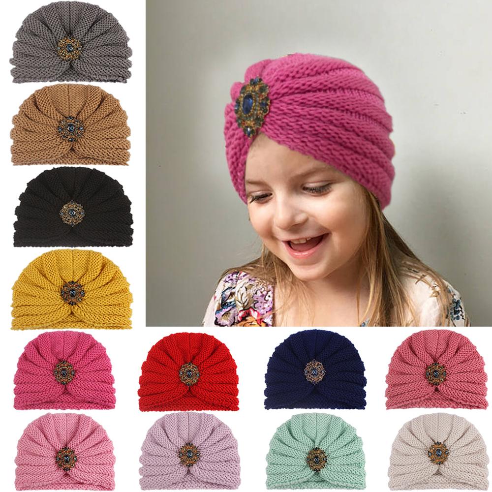 2020 Fashion Cute Baby Hat Toddler Kids Soft Knitted Winter Infant Baby Pearls Hat Beanie Turban Hats Head Wraps For 0-3 Year