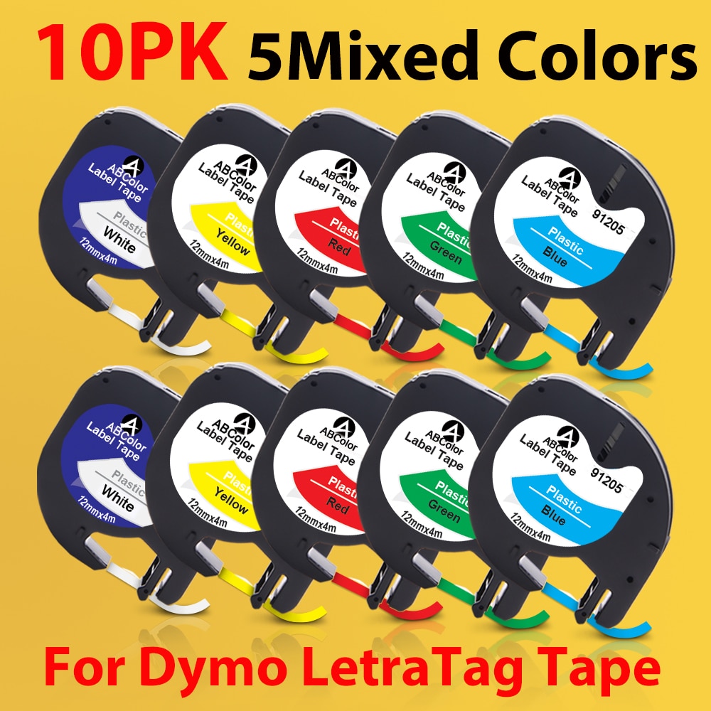 10PK 91201 91202 12267 Label For Dymo LetraTag 12mm 91222 91332 Label Tape 91200 91203 For Dymo LetraTag LT-100H Label Maker