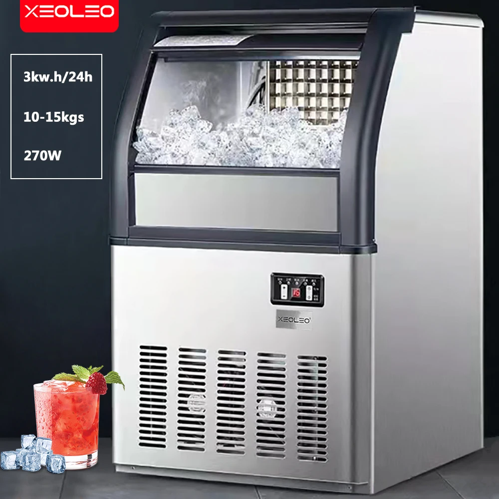 Xeoleo Commercial Ice maker 50kg/24h Ice machine Stainless steel Ice make machine 10kg storage for