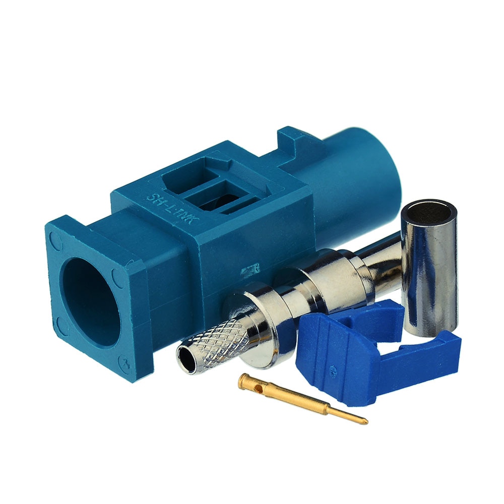 Superbat Fakra Z Waterblue/5021 Male Neutral Coding Long Version Crimp RF Coaxial Connector for RG316 RG174 LMR100 DAB+Radio