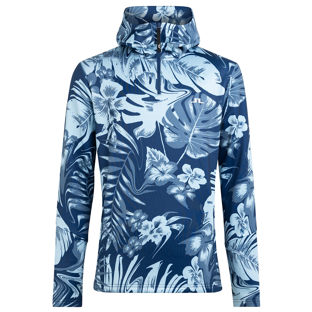 J Lindeberg Aerial Print Zip Neck Hoodie