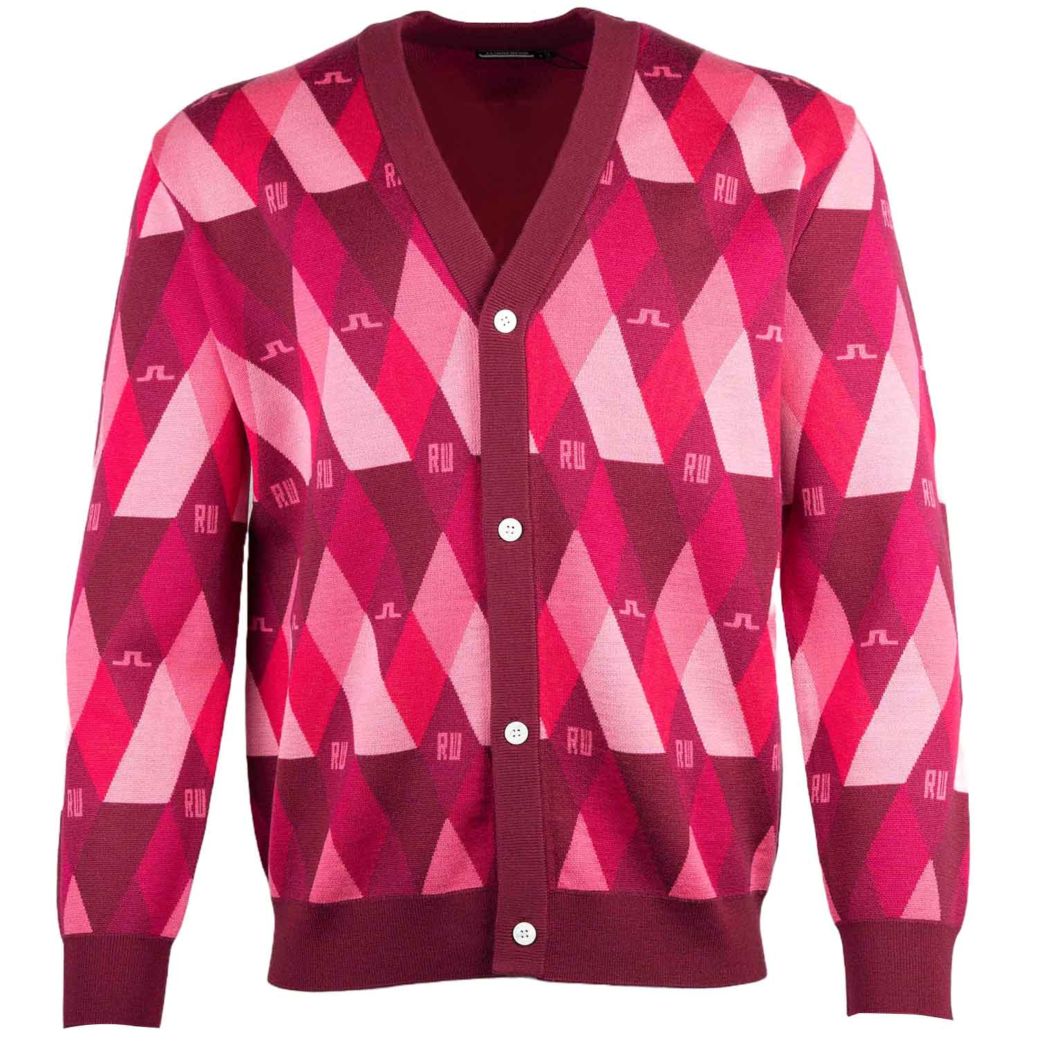 J Lindeberg x Robbie Williams Luca Knitted Argyle Golf Cardigan
